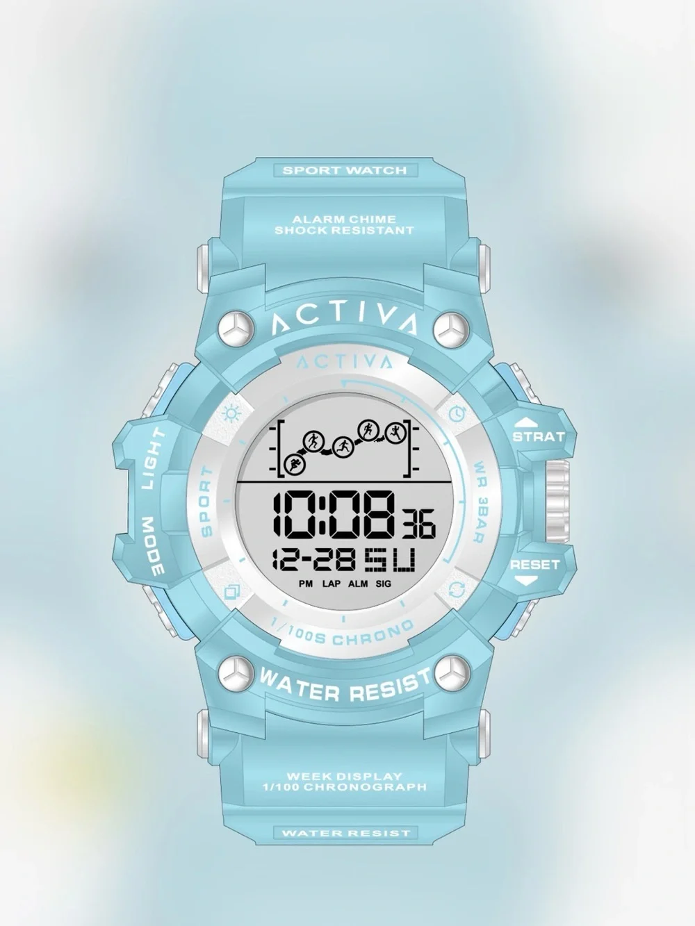 Activa Digital Essentials Unisex Watch - 50mm Light Blue Tone Case